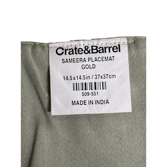 Set Of 12 Crate & Barrel Metallic Gold Textured Placemats 14" X 14" Polyester - Picture 11 of 12